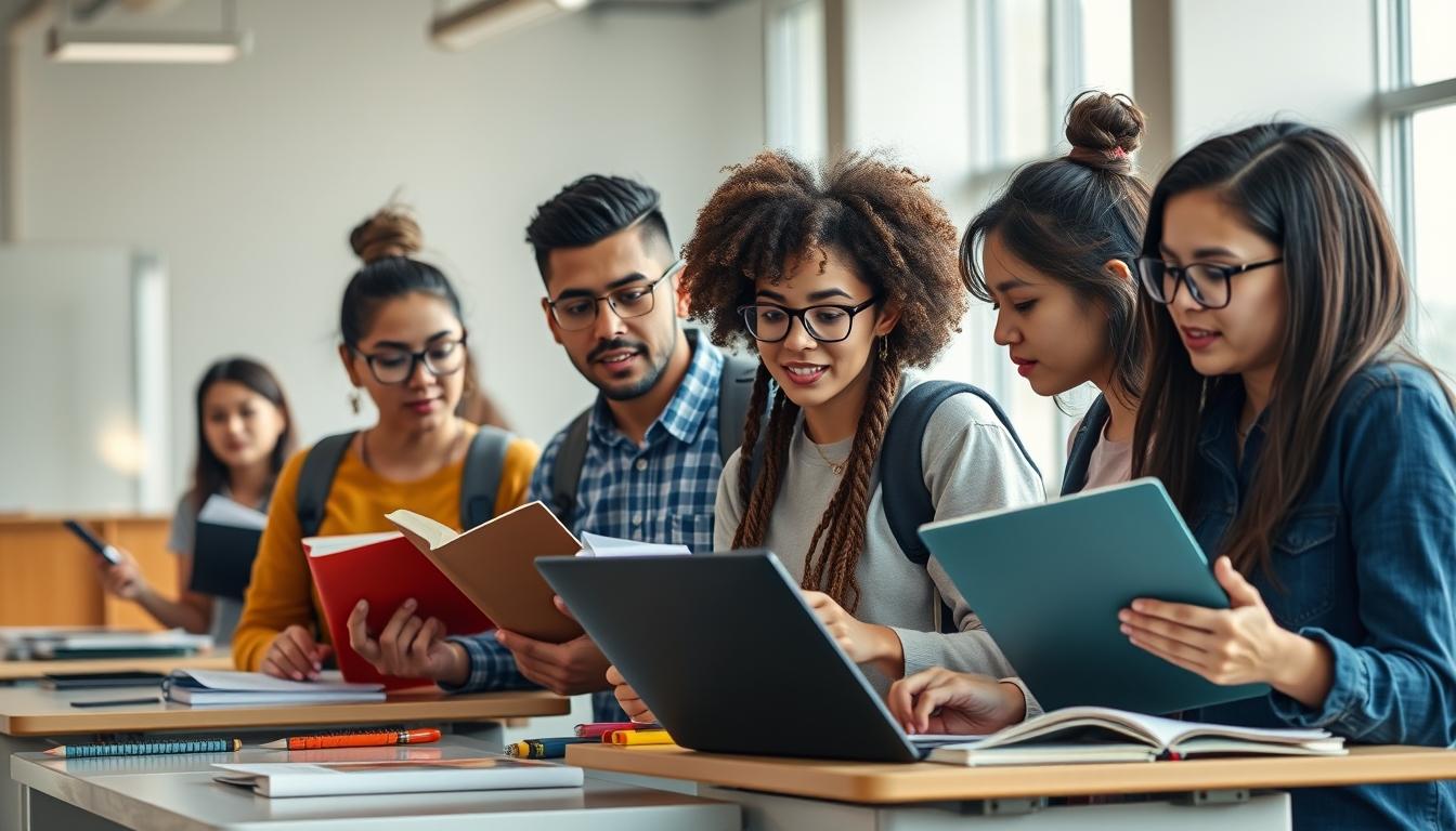 Students working in research laboratory